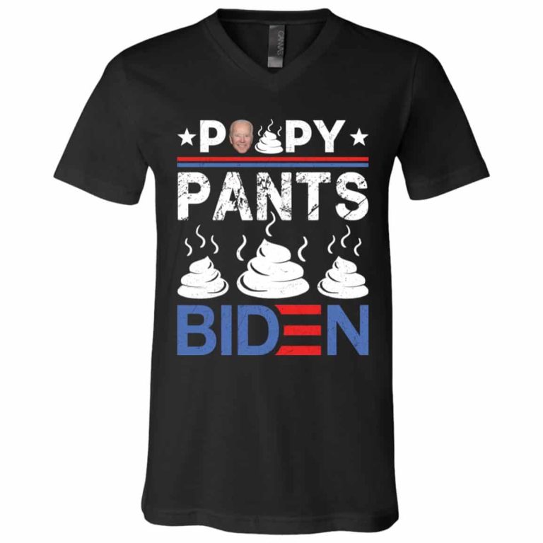 4Th UU TIEN. Poopy Pants Biden, Black, V-Neck T-Shirt