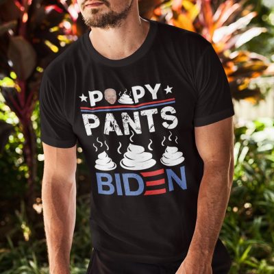 Alternative view of Poopy Pants Biden Funny T-Shirt - V-Neck Shirt