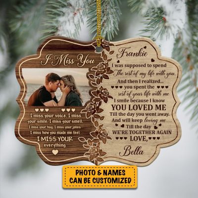 Personalized Photo I Miss You I Miss Your Voice I Miss Your Smile Couple Custom Shaped Wooden Christmas Ornament