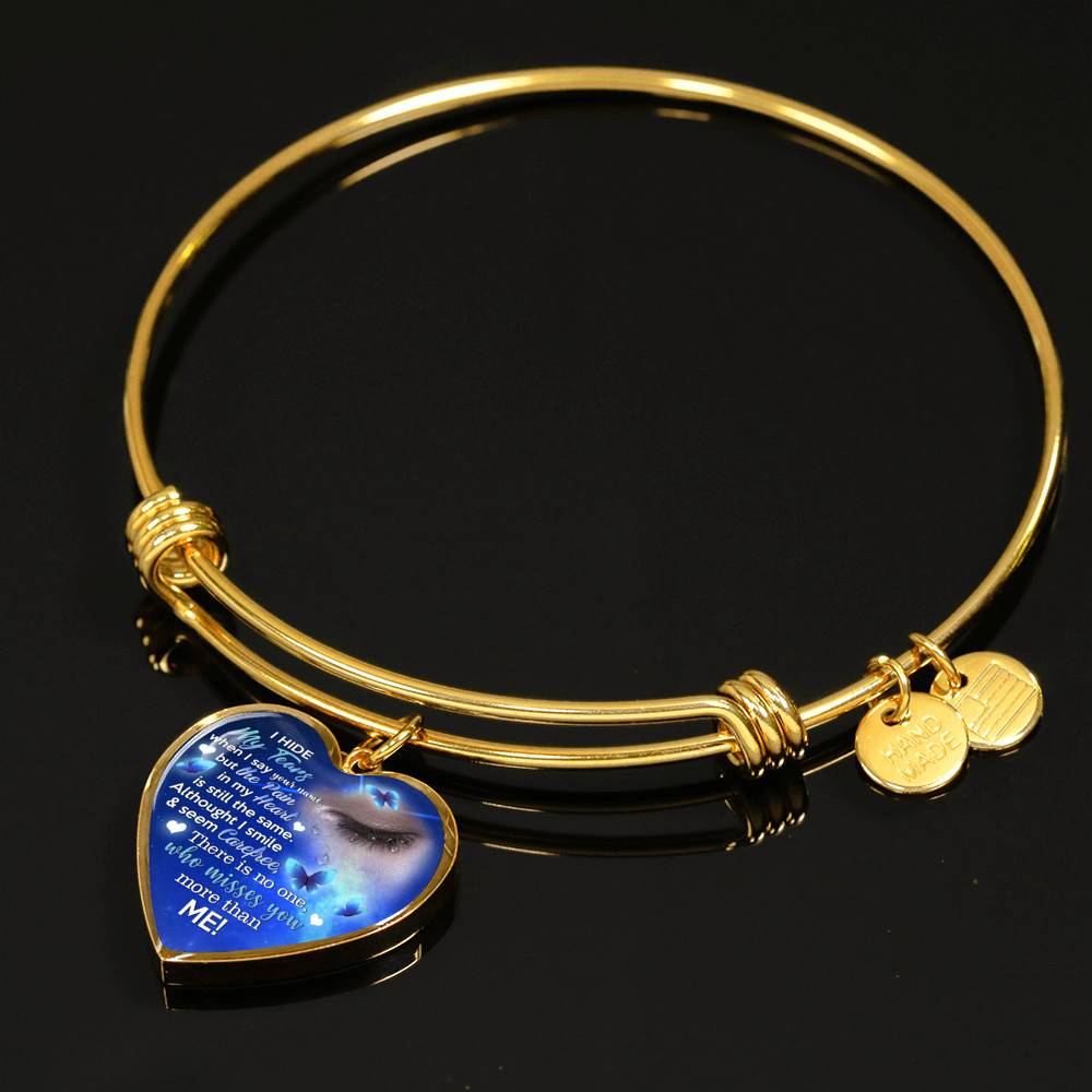 I Hide My Tears When I Say Your Name But The Pain In My Heart Is Still the Same Sympathy Gifts Heart Pendant Necklace - Bangle