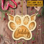 Personalized Dog Name Angel Pawprint Shaped Christmas Decorative Wooden Christmas Ornament Keepsake