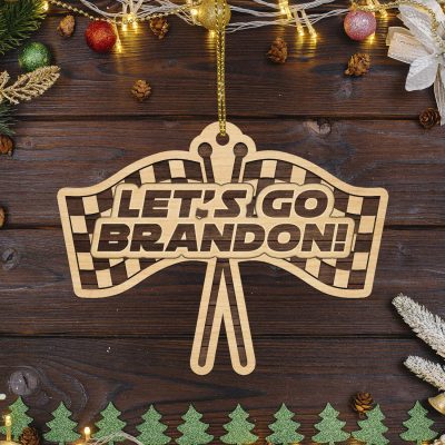 Alternative view of Let's Go Brandon Racing Funny Custom Shaped Wooden Christmas Ornament Keepsake - Anti Biden Ornament