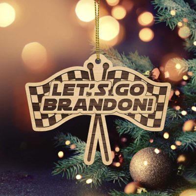 Let's Go Brandon Racing Funny Custom Shaped Wooden Christmas Ornament Keepsake - Anti Biden Ornament