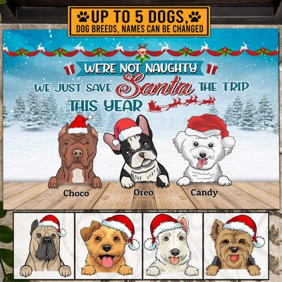 Alternative view of Personalized Dog Breeds I'm Not Naughty I Just Save Santa The Trip This Year House Doormat - Outdoor Indoor Doormat