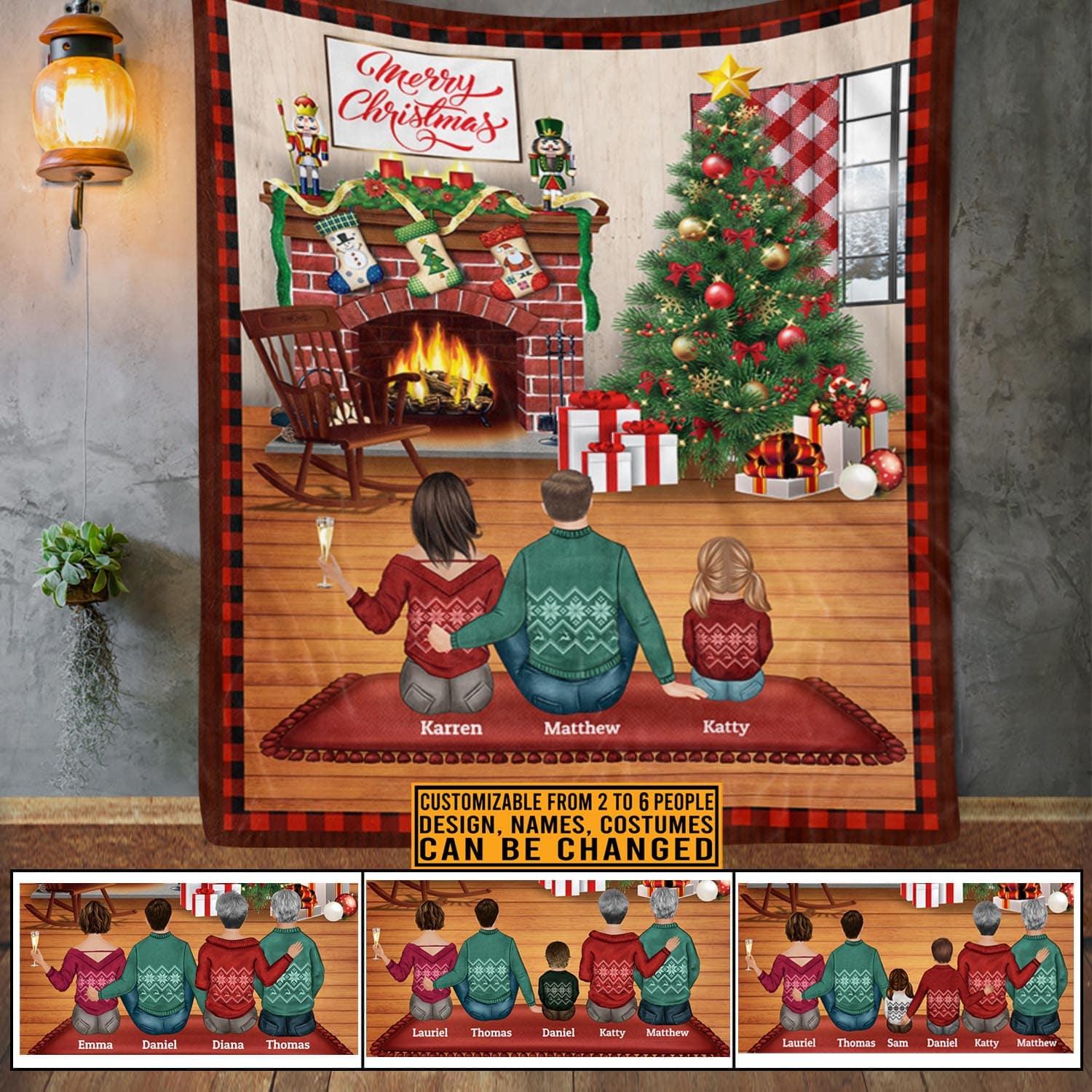 3VT. Merry Christmas Family Custom blanket mk5