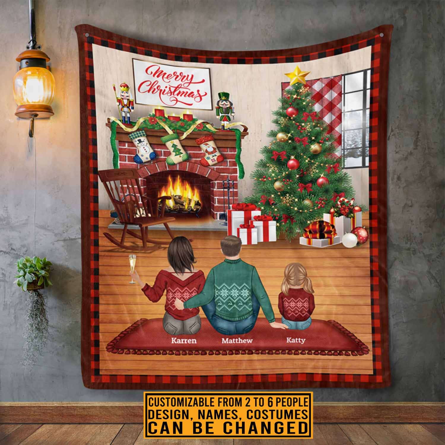 3VT. Merry Christmas Family Custom blanket mk2