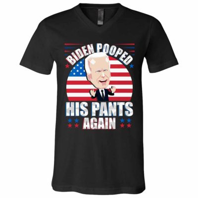 14TM UU TIEN. Biden Pooped Pants Again (6), Black, V-Neck T-Shirt