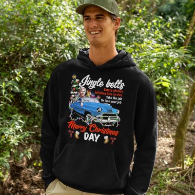 Alternative view of Funny Joe Biden Jingle Bells Empty Shelves Christmas Hoodie - Sweatshirt - Long Sleeve Shirt