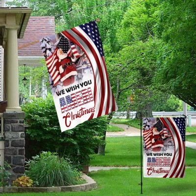 Alternative view of We Wish You Ameri Christmas Outdoor House Flag - US Christmas Home Garden Flag