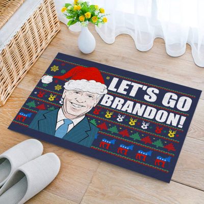 Alternative view of Let's Go Brandon Ugly Christmas House Doormat - Anti Biden Xmas Outdoor Indoor Doormat