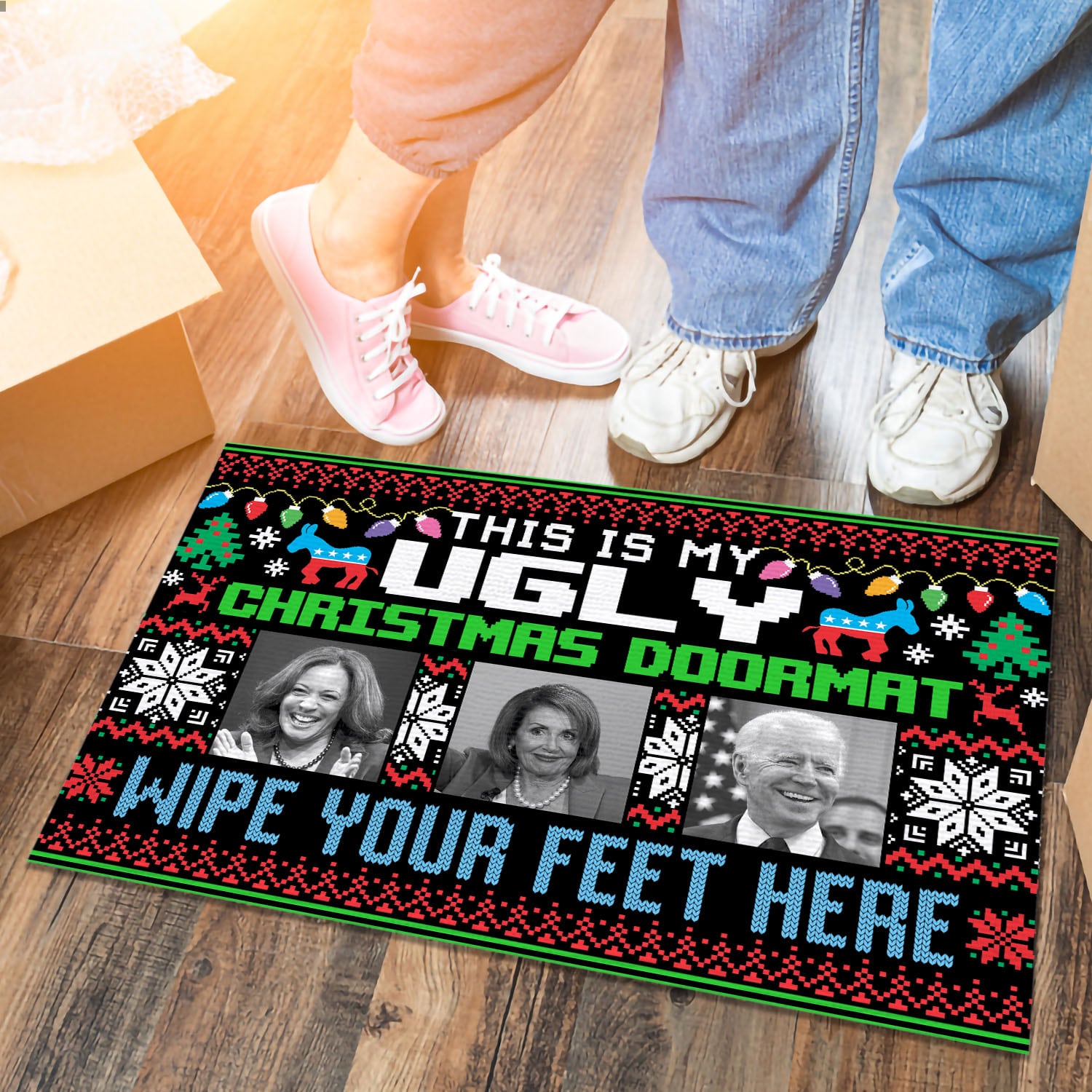 16 HG UU TIEN. Ugly Christmas Doormat Doormat mockup 6