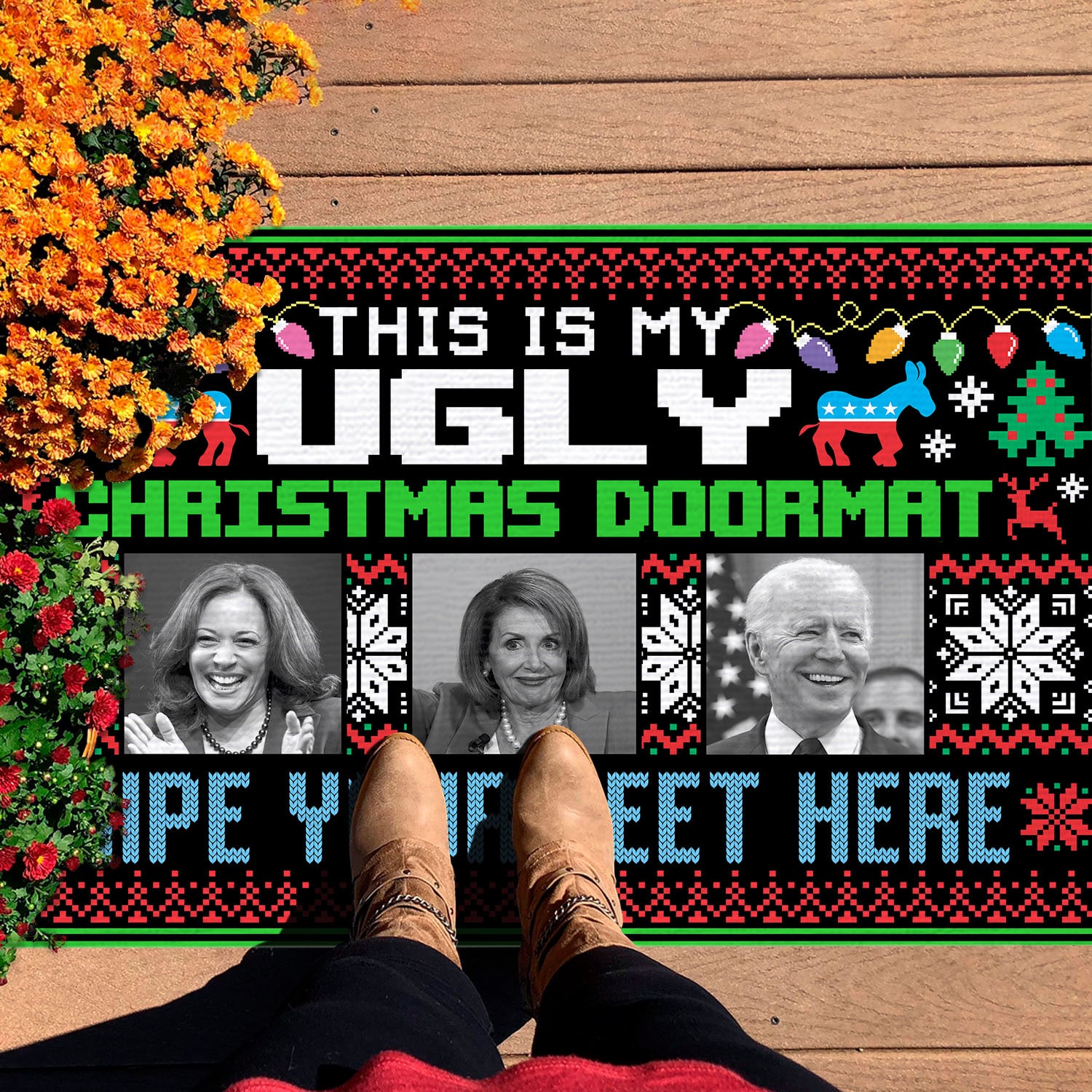 16 HG UU TIEN. Ugly Christmas Doormat Doormat mockup 7