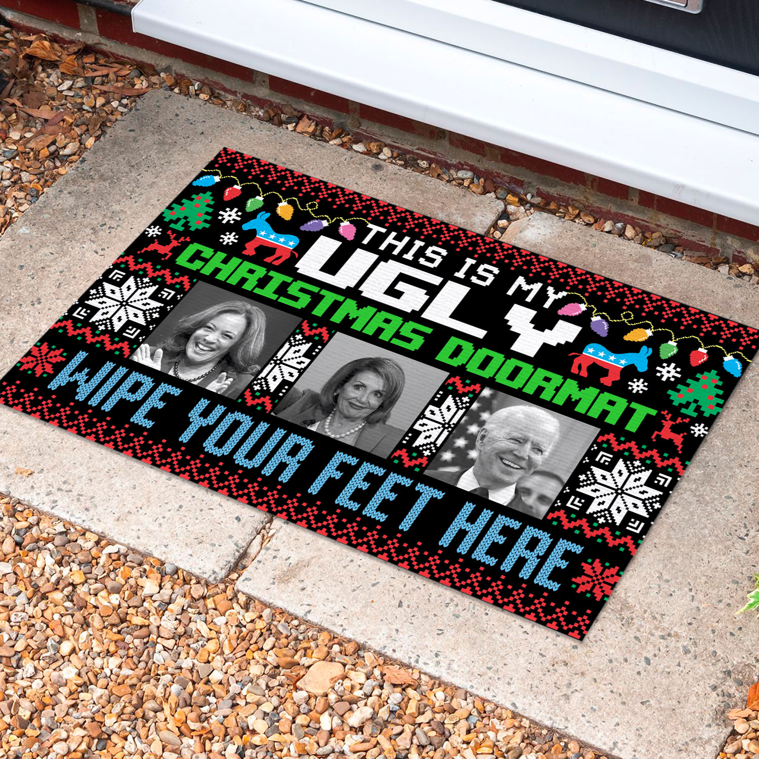 16 HG UU TIEN. Ugly Christmas Doormat Doormat Mockup 10