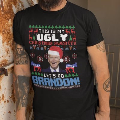 Alternative view of This Is My Ugly Christmas Sweater Let's Go Brandon T-Shirt - Hoodie - Anti Biden Sweatshirt