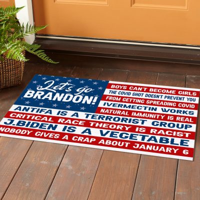 Alternative view of Let's Go Brandon Boys Can't Become Girls the Covid Shot Doesn't Prevent You Entrance Indoor Outdoor Decorative Doormat