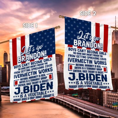 Alternative view of Let's Go Brandon Boys Can't Become Girls the Covid Shot Doesn't Prevent You Entrance Outdoor Indoor Decorative Garden Flag - House Flag - Wall Flag
