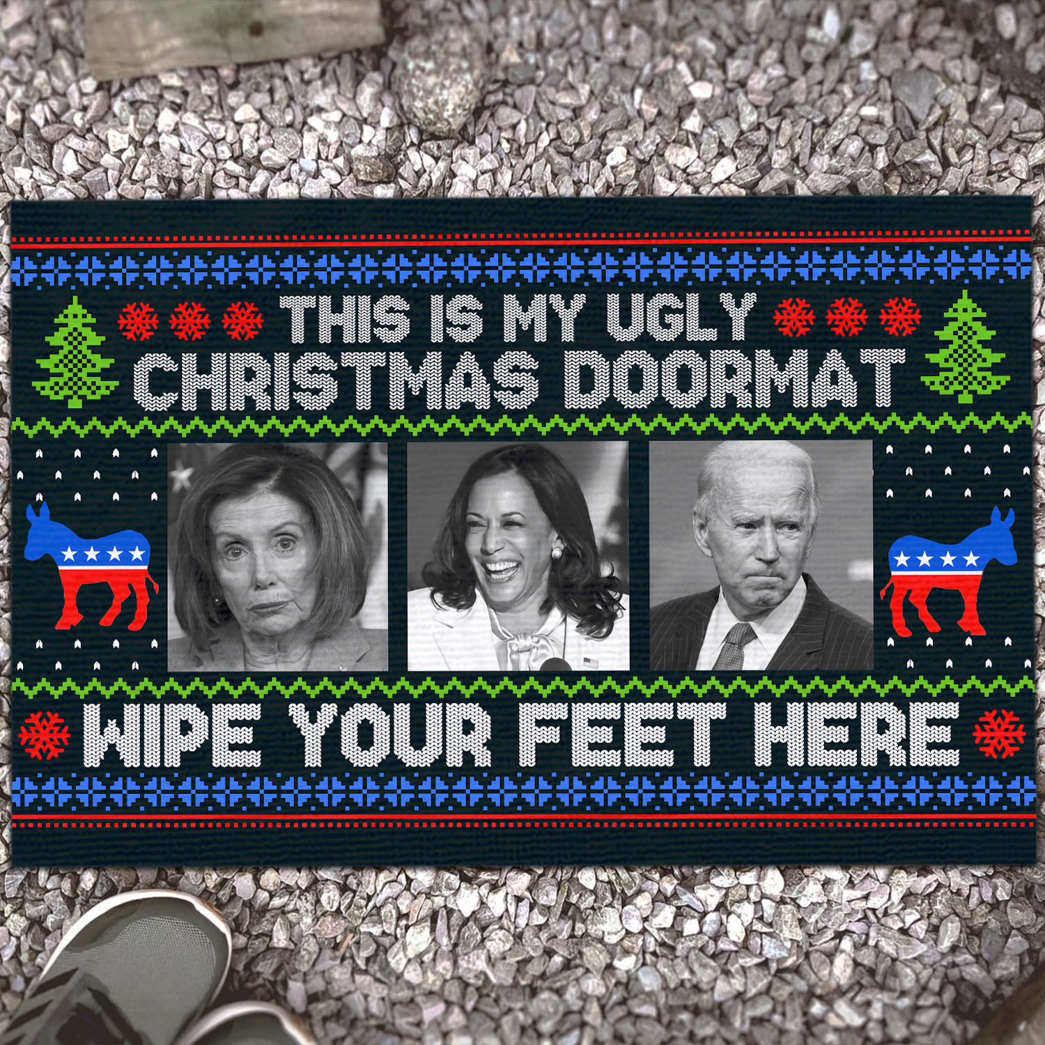 2VT. UU TIEN Biden Ugly Christmas Doormat Doormat Mockup 13