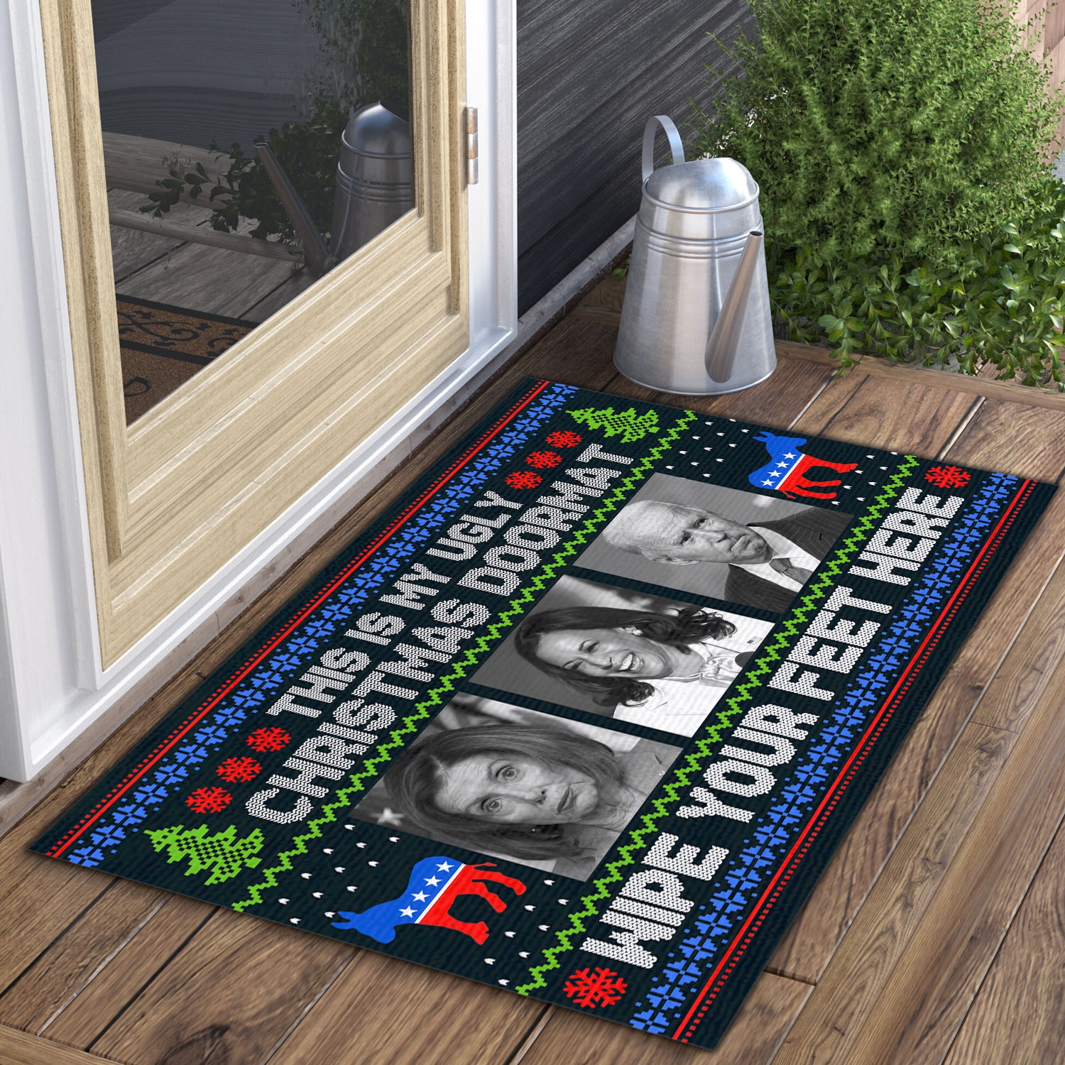 2VT. UU TIEN Biden Ugly Christmas Doormat Doormat mockup 3