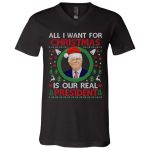 6Th. Our Real President, Black, V-Neck T-Shirt