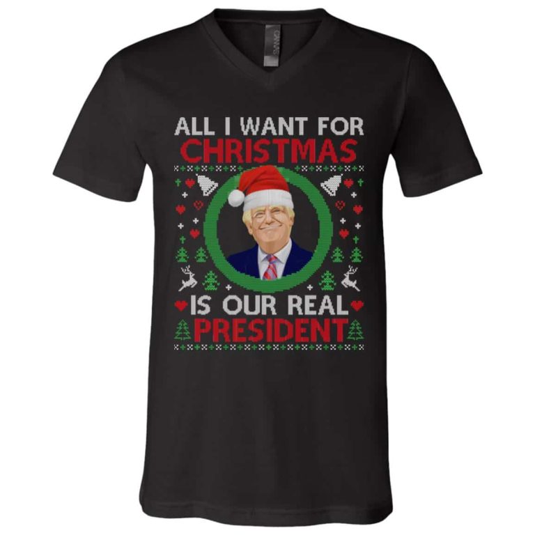 6Th. Our Real President, Black, V-Neck T-Shirt