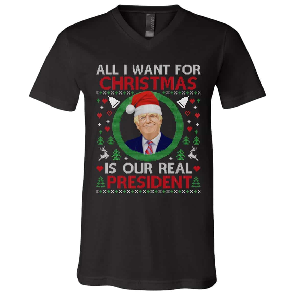 6Th. Our Real President, Black, V-Neck T-Shirt