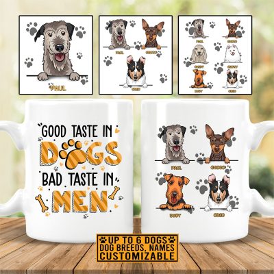 Personalized Dog Breeds Good Taste In Dogs Bad Taste In Men Ceramic Coffee Mug - Water Bottle