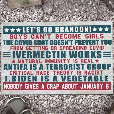 Let's Go Brandon Boys Can't Become Girls J Biden Is A Vegetable Conservative Anti Biden Indoor Outdoor Doormat