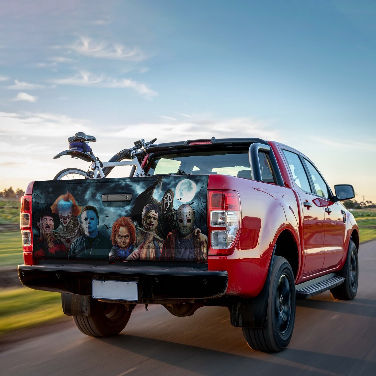 8H. Horror Movies Characters (7) Tailgate Wrap Mockup 9