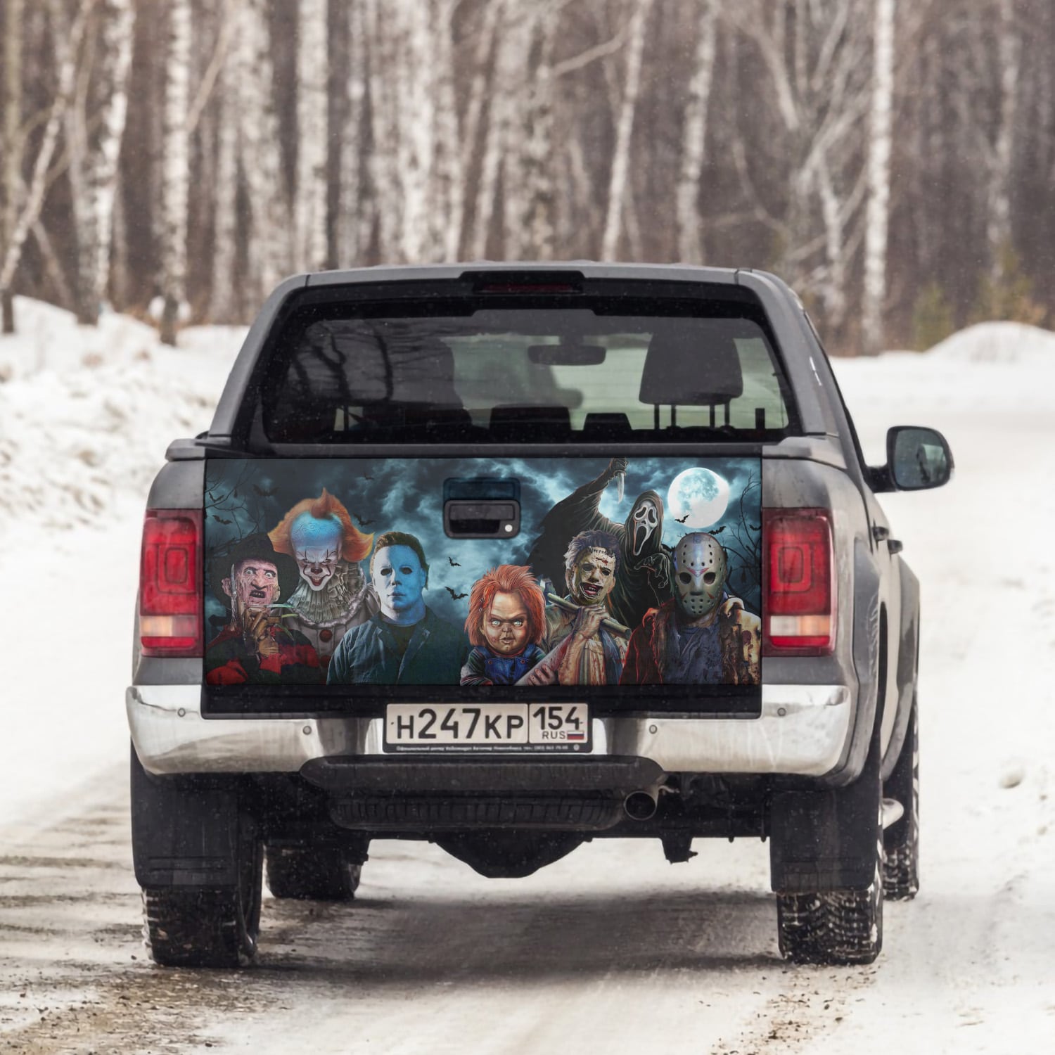 8H. Horror Movies Characters (7) Tailgate Wrap Mockup 6