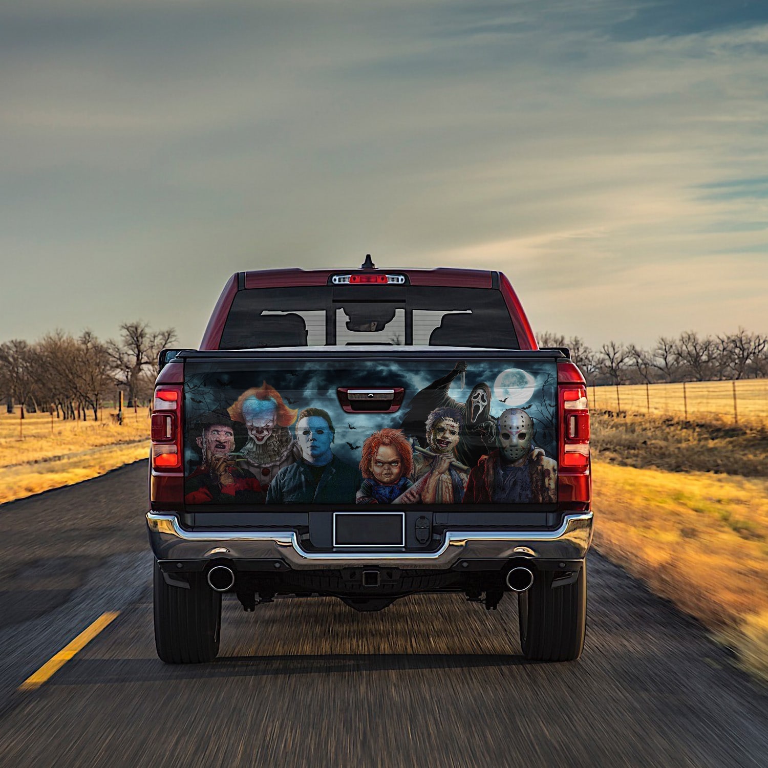 8H. Horror Movies Characters (7) Tailgate Wrap Mockup 13