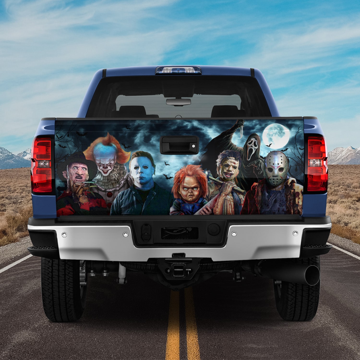 8H. Horror Movies Characters (7) Tailgate Wrap Mockup 11