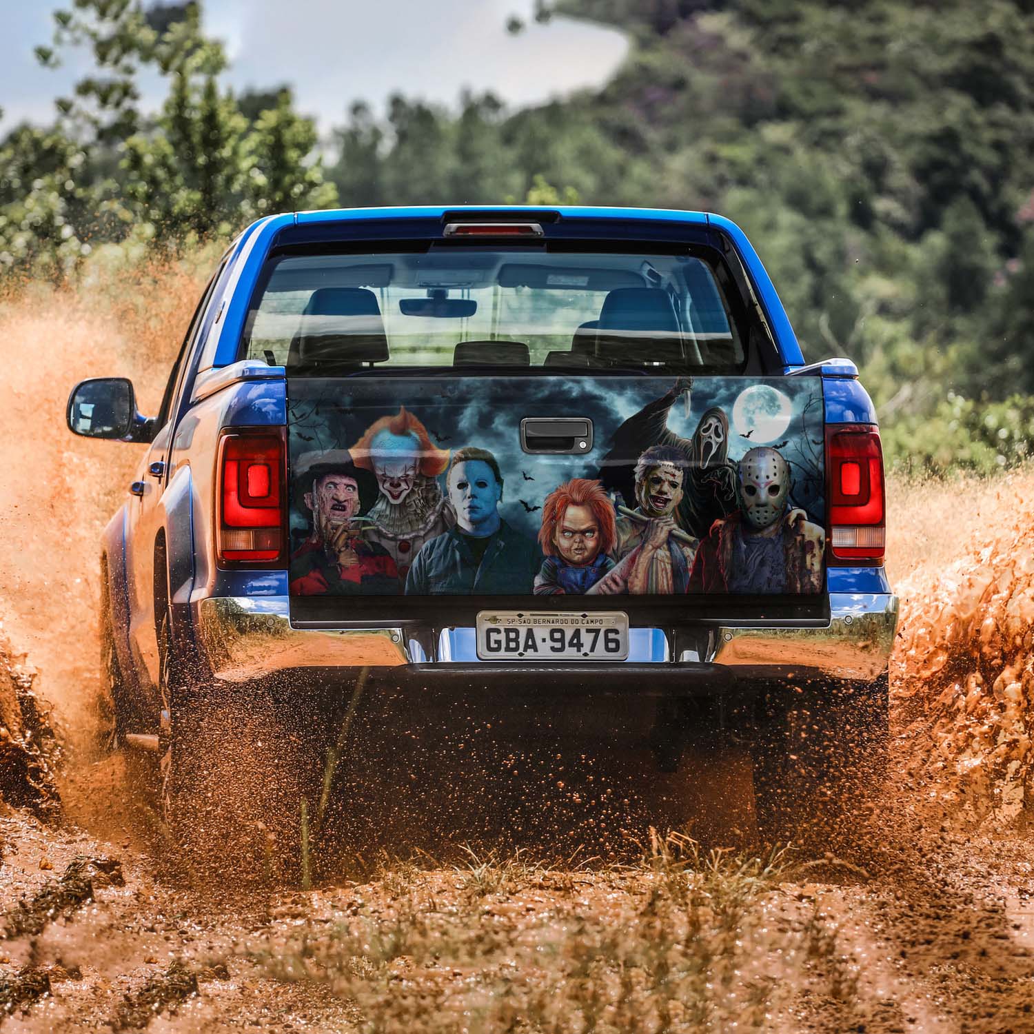 8H. Horror Movies Characters (7) Tailgate Wrap Mockup 3fx