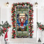 God Stained Glass Decorative Door Cover - Church Religious Stained Glass Door Decoration for Christians