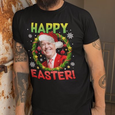Alternative view of Joe Biden Santa Confused Happy Easter Funny Christmas T-Shirt - V-Neck Shirt - Happy Easter Biden Shirt