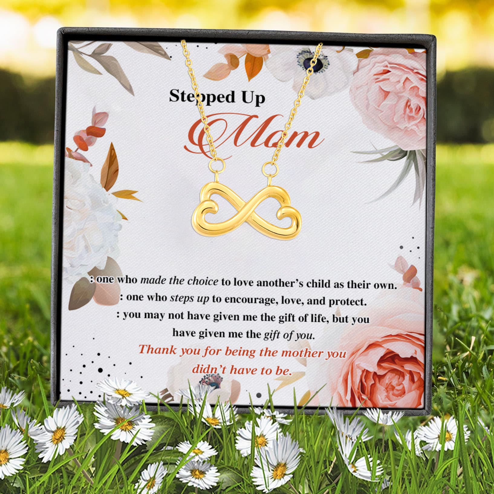 3VT. Stepped Up Mom One Who Made Infinity Heart Necklace (Gold) 7