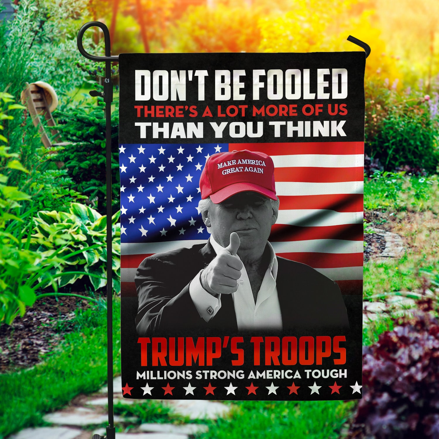 5Th. Trump's Troops Garden Flag Mockup 1
