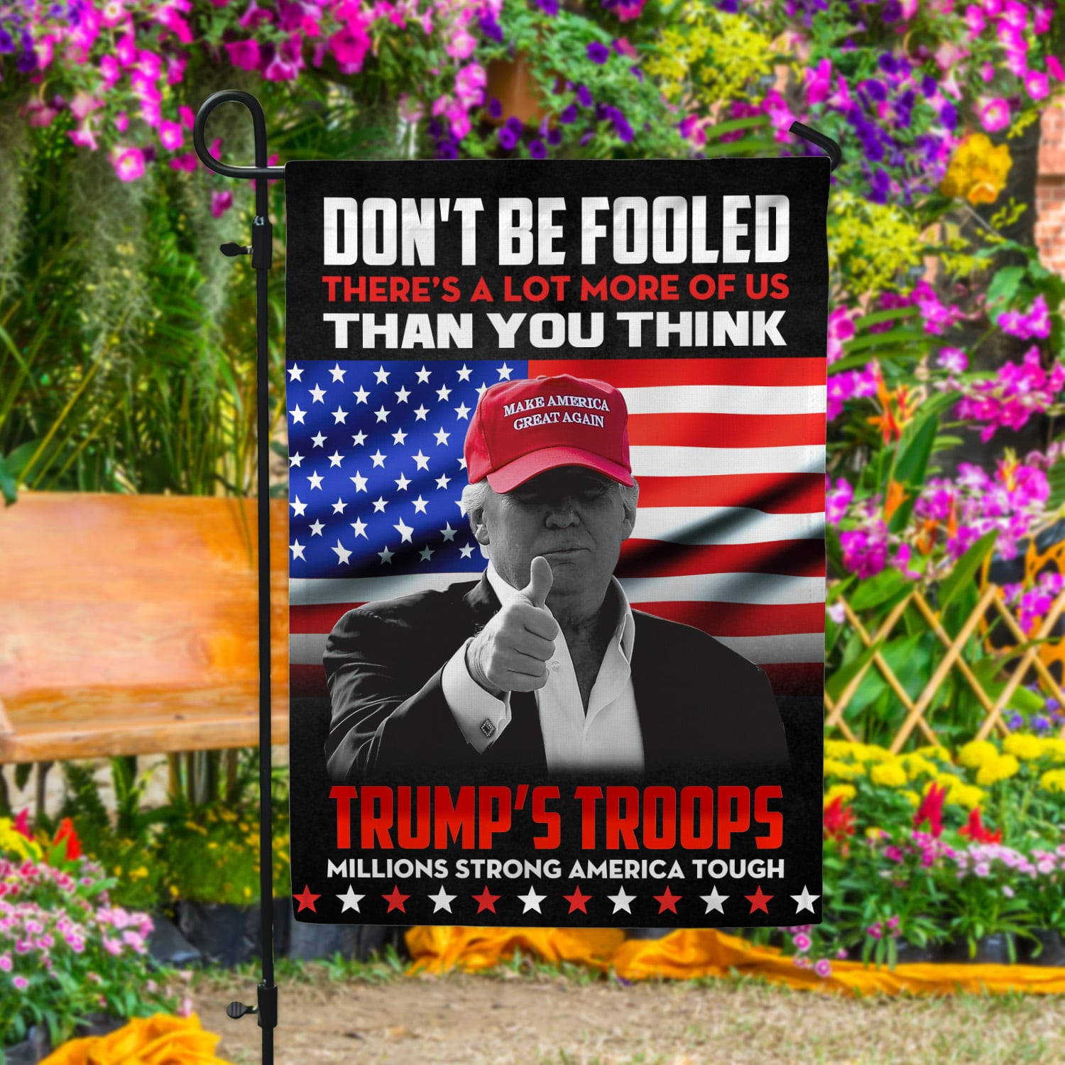 5Th. Trump's Troops Garden Flag Mockup 4
