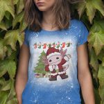 Axolotl Dabbing Christmas Bleached T-Shirt - Axolotl Dab Xmas Shirt