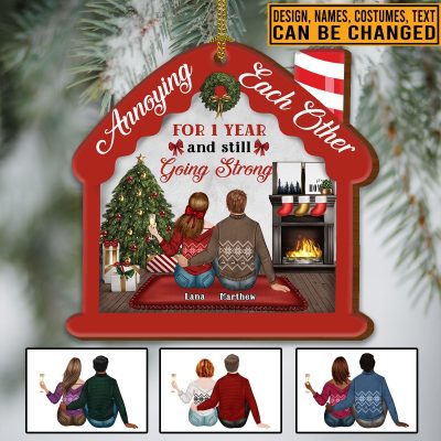 Personalized Anniversary Annoying Each Other And Still Going Strong Custom Shaped Wooden Christmas Ornament