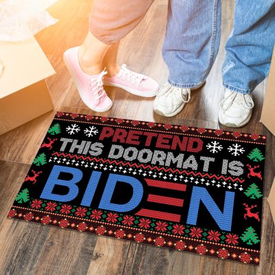 Alternative view of Pretend This Doormat Is Biden Ugly Christmas House Doormat - Anti Biden Outdoor Indoor Mat