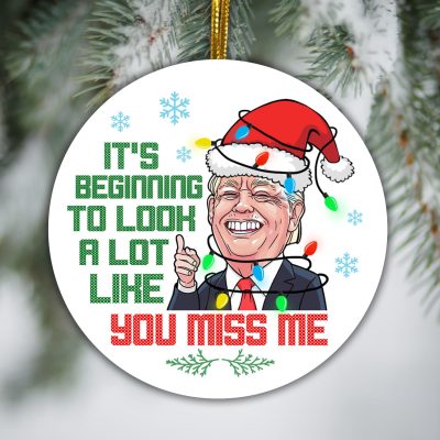 It's Beginning to Look a Lot Like You Miss Me Funny Trump Christmas Light Decorative Christmas Circle Ornament – Holiday Circle Ornament