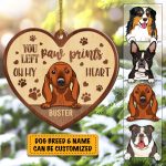 You Left Paw Prints On My Heart Personalized Dog Breed Custom Shaped Wooden Christmas Ornament