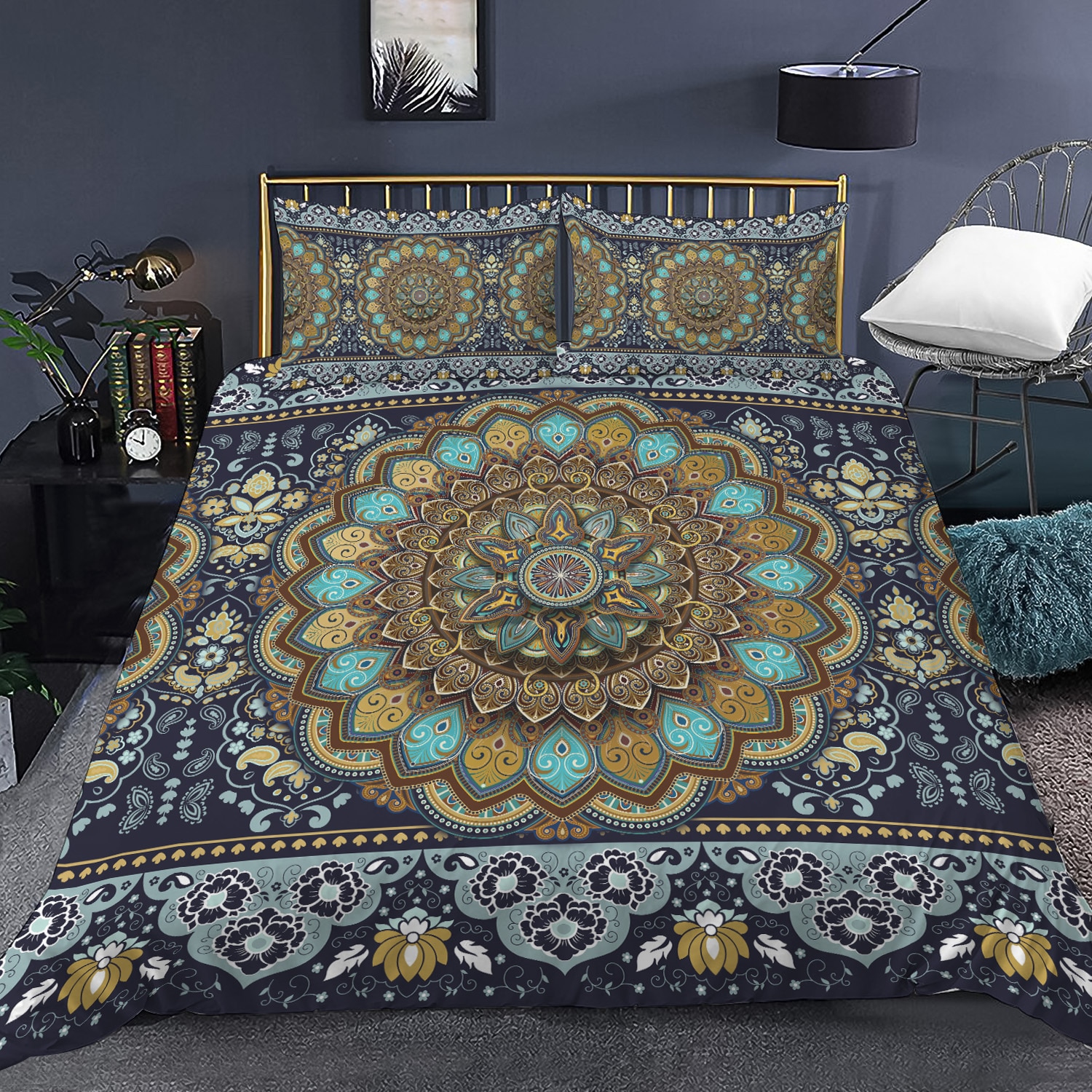 1 - Mandala Bedding Set Mockup 6