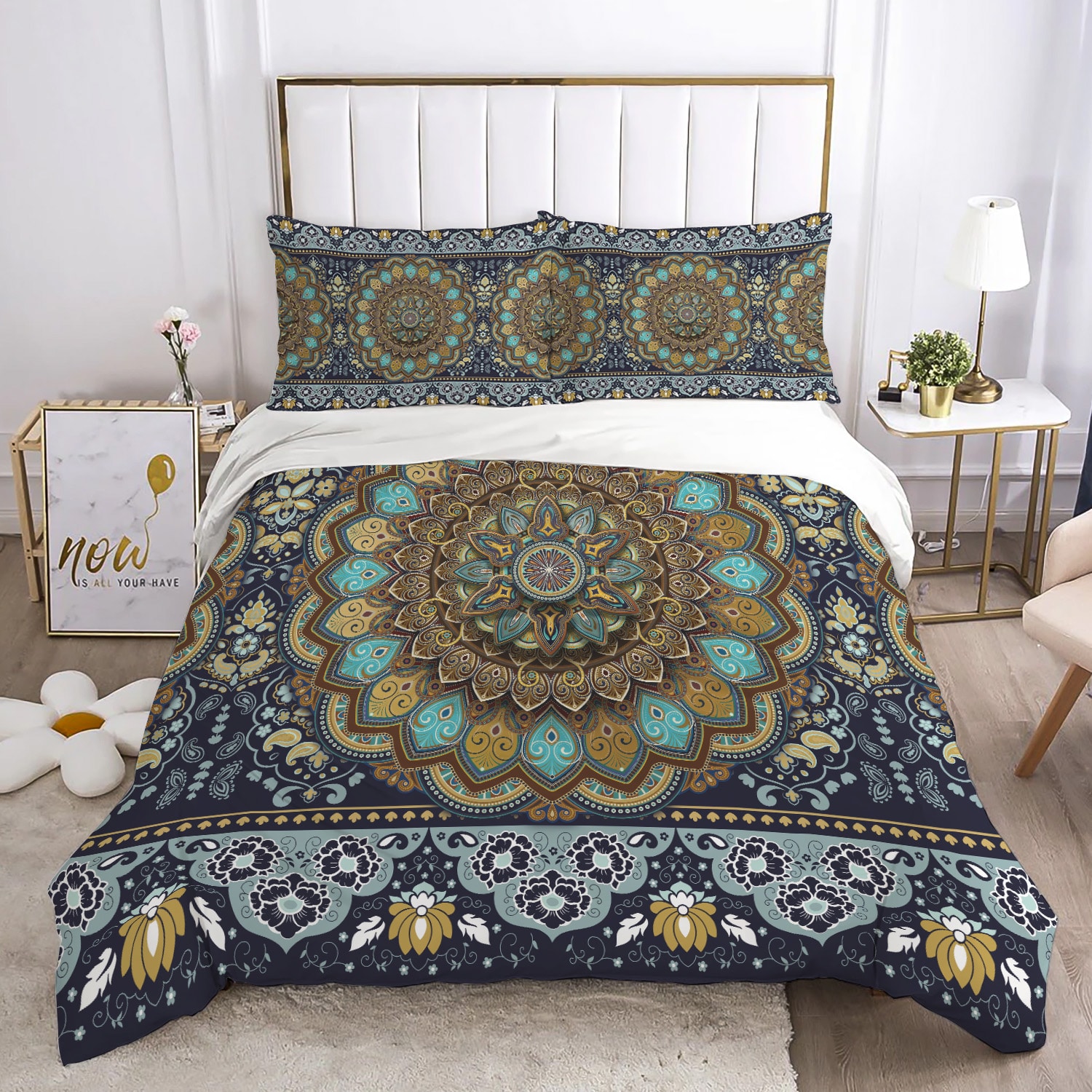 1 - Mandala Bedding Set Mockup 4