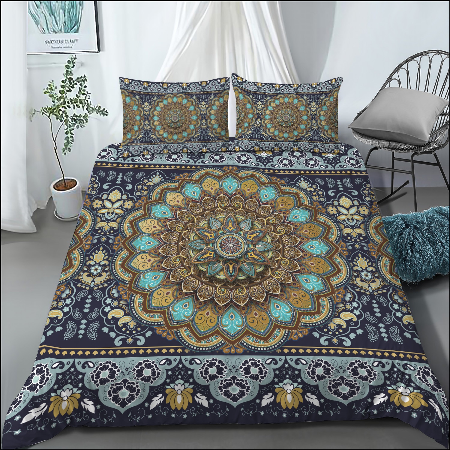 1 - Mandala Bedding Set Mockup 1