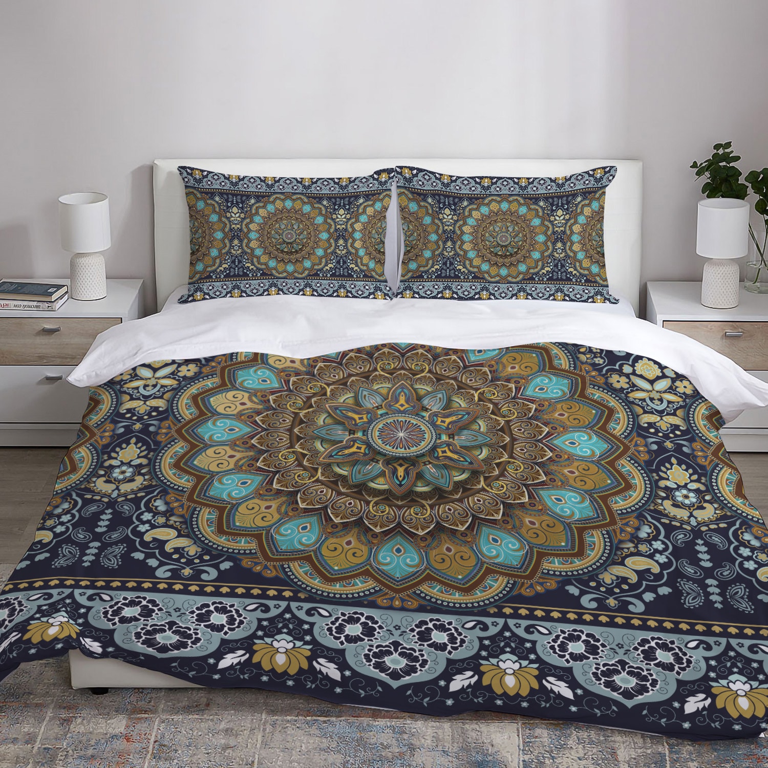 1 - Mandala Bedding Set Mockup 2