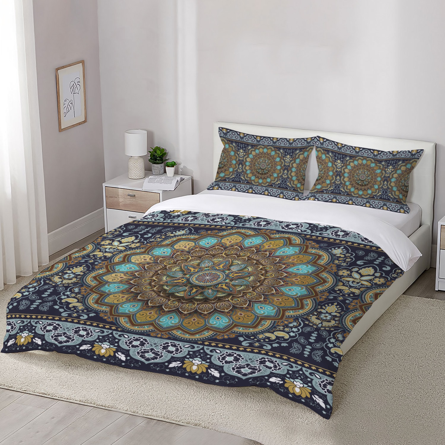 1 - Mandala Bedding Set Mockup 3