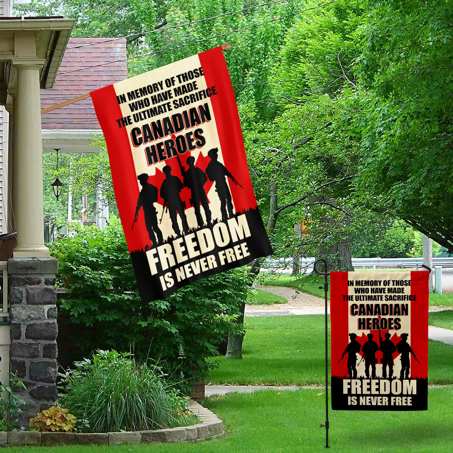 Canadian Military Ornaments Garden & House Mockup 1fx