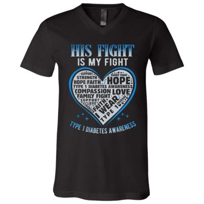diabetes tee, Black, V-Neck T-Shirt