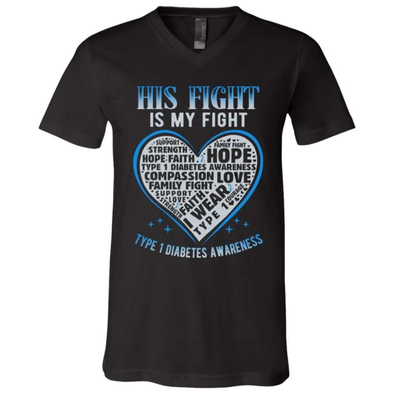 diabetes tee, Black, V-Neck T-Shirt